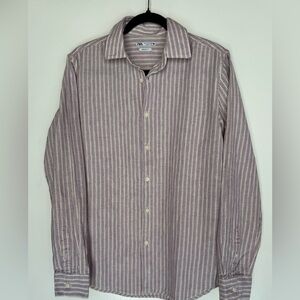 Zara Women's Casual Striped Linen Shirt - Lavender